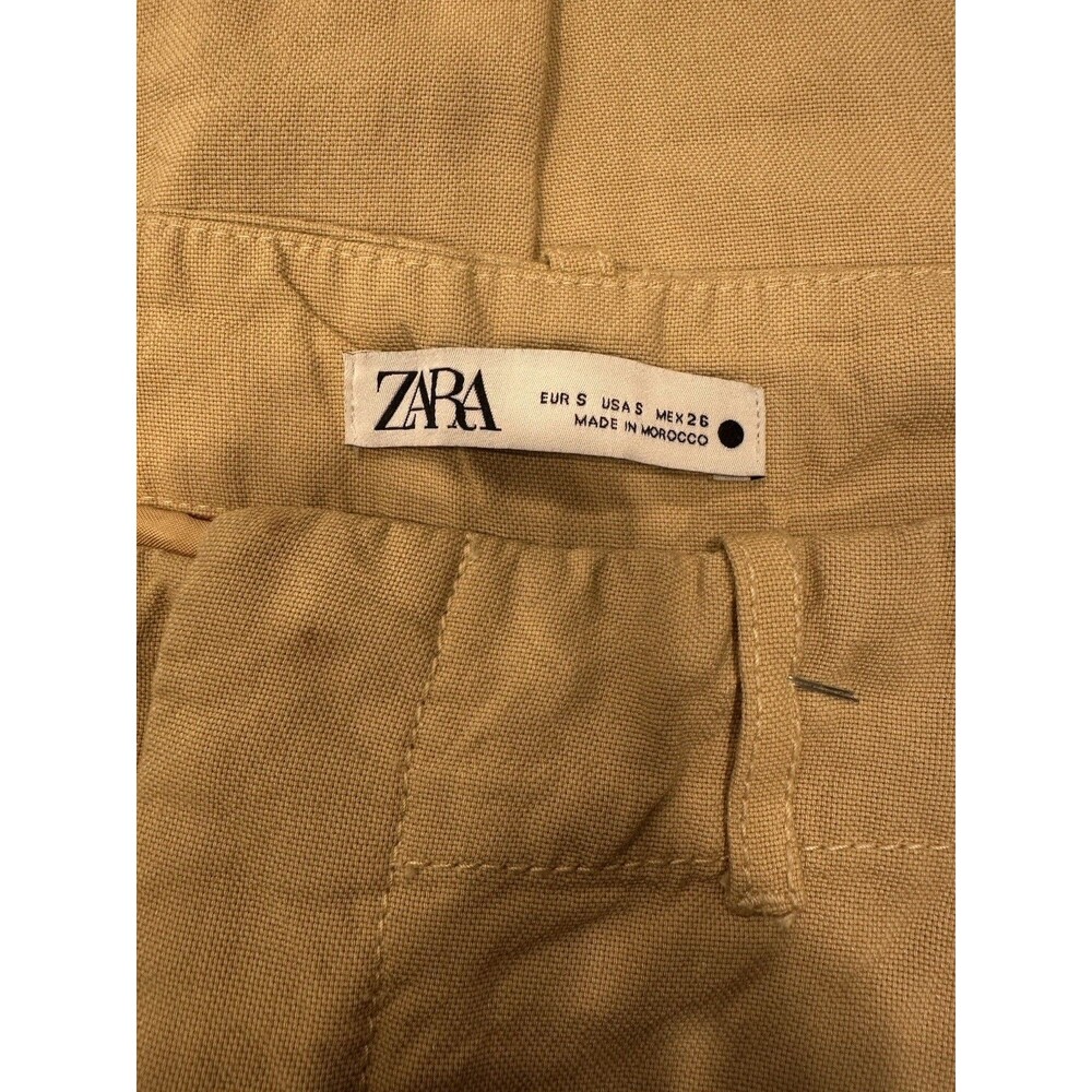 Zara linen blend wide leg dress slacks size small  light  wrinkling look Coastal - Picture 4 of 11